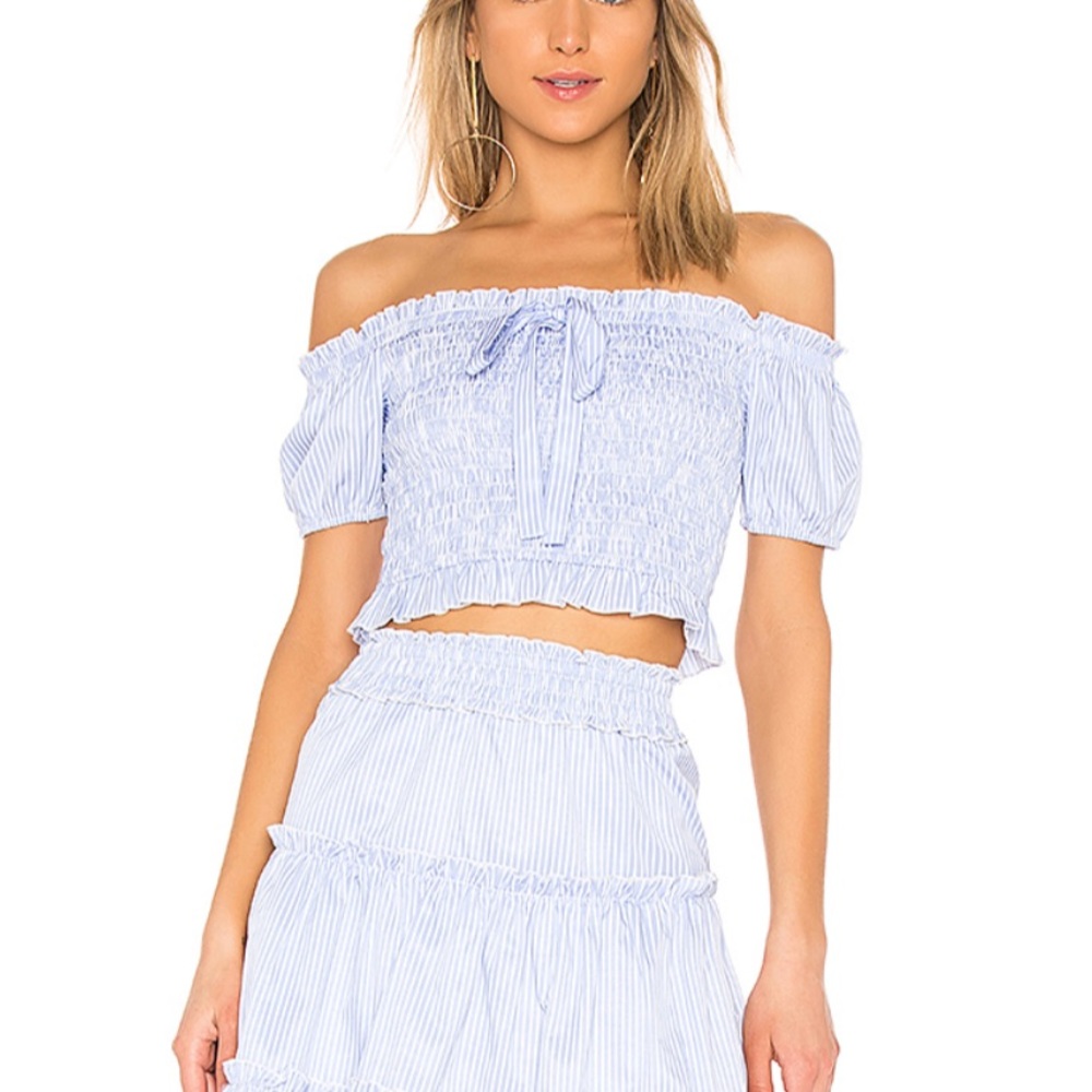 striped off the shoulder top w/ detachable straps